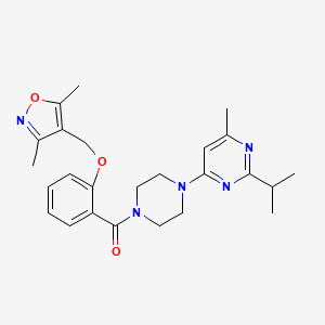 molecular formula C25H31N5O3 B7523239 [2-[(3,5-Dimethyl-1,2-oxazol-4-yl)methoxy]phenyl]-[4-(6-methyl-2-propan-2-ylpyrimidin-4-yl)piperazin-1-yl]methanone 