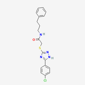 2-[[5-(4-chlorophenyl)-1H-1,2,4-triazol-3-yl]sulfanyl]-N-(3-phenylpropyl)acetamide