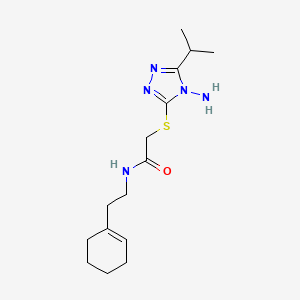 molecular formula C15H25N5OS B7523383 2-[(4-amino-5-propan-2-yl-1,2,4-triazol-3-yl)sulfanyl]-N-[2-(cyclohexen-1-yl)ethyl]acetamide 