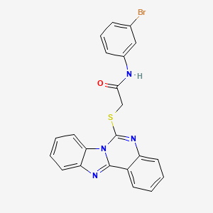 molecular formula C22H15BrN4OS B7523498 2-(benzimidazolo[1,2-c]quinazolin-6-ylsulfanyl)-N-(3-bromophenyl)acetamide 