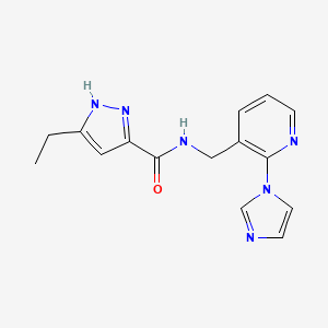 5-ethyl-N-[(2-imidazol-1-ylpyridin-3-yl)methyl]-1H-pyrazole-3-carboxamide