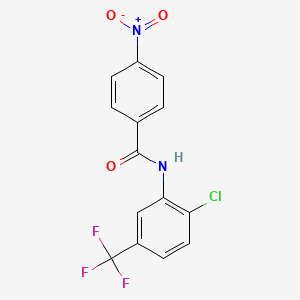 molecular formula C14H8ClF3N2O3 B7523569 N-[2-chloro-5-(trifluoromethyl)phenyl]-4-nitrobenzamide 