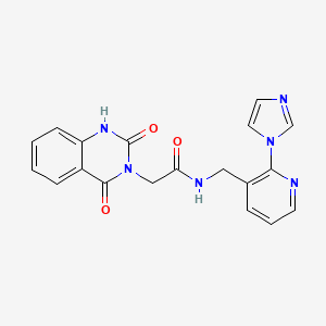 molecular formula C19H16N6O3 B7523582 2-(2,4-dioxo-1H-quinazolin-3-yl)-N-[(2-imidazol-1-ylpyridin-3-yl)methyl]acetamide 