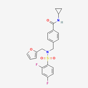 molecular formula C22H20F2N2O4S B7523589 N-cyclopropyl-4-[[(2,4-difluorophenyl)sulfonyl-(furan-2-ylmethyl)amino]methyl]benzamide 