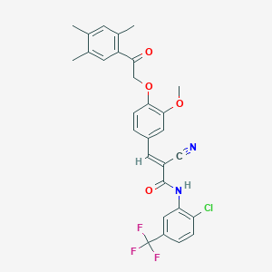 (E)-N-[2-chloro-5-(trifluoromethyl)phenyl]-2-cyano-3-[3-methoxy-4-[2-oxo-2-(2,4,5-trimethylphenyl)ethoxy]phenyl]prop-2-enamide