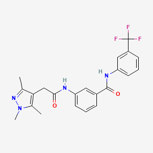 N-[3-(trifluoromethyl)phenyl]-3-[[2-(1,3,5-trimethylpyrazol-4-yl)acetyl]amino]benzamide