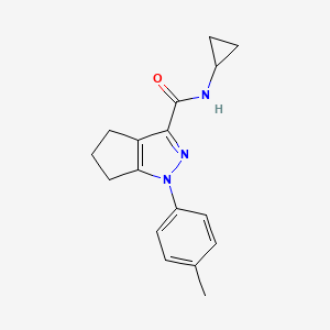 molecular formula C17H19N3O B7523719 N-cyclopropyl-1-(4-methylphenyl)-5,6-dihydro-4H-cyclopenta[c]pyrazole-3-carboxamide 