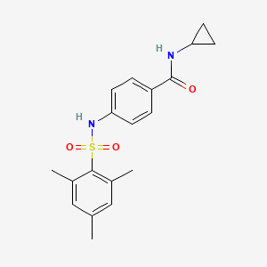 molecular formula C19H22N2O3S B7523731 N-cyclopropyl-4-[(2,4,6-trimethylphenyl)sulfonylamino]benzamide 