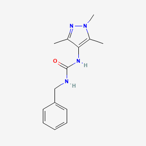 molecular formula C14H18N4O B7523782 1-Benzyl-3-(1,3,5-trimethylpyrazol-4-yl)urea 