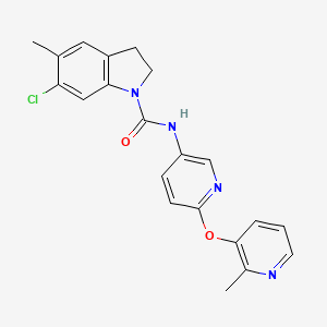 6-Chloro-5-methyl-1-((2-(2-methylpyrid-3-yloxy)pyrid-5-yl)carbamoyl)indoline