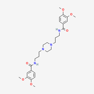 molecular formula C28H40N4O6 B7523918 N,N'-(piperazine-1,4-diyldipropane-3,1-diyl)bis(3,4-dimethoxybenzamide) 