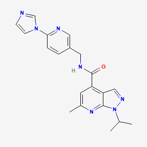 molecular formula C20H21N7O B7523923 N-[(6-imidazol-1-ylpyridin-3-yl)methyl]-6-methyl-1-propan-2-ylpyrazolo[3,4-b]pyridine-4-carboxamide 