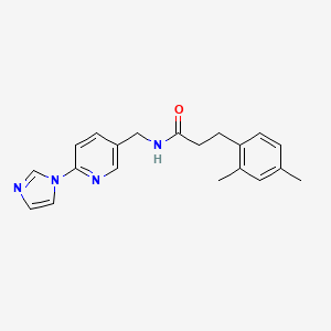 molecular formula C20H22N4O B7523936 3-(2,4-dimethylphenyl)-N-[(6-imidazol-1-ylpyridin-3-yl)methyl]propanamide 