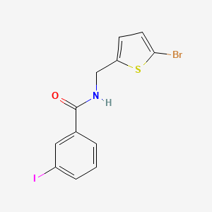 molecular formula C12H9BrINOS B7523945 N-[(5-bromothiophen-2-yl)methyl]-3-iodobenzamide 