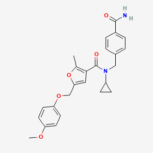 molecular formula C25H26N2O5 B7523962 N-[(4-carbamoylphenyl)methyl]-N-cyclopropyl-5-[(4-methoxyphenoxy)methyl]-2-methylfuran-3-carboxamide 