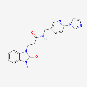 molecular formula C20H20N6O2 B7523974 N-[(6-imidazol-1-ylpyridin-3-yl)methyl]-3-(3-methyl-2-oxobenzimidazol-1-yl)propanamide 