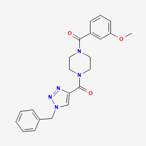 molecular formula C22H23N5O3 B7524014 [4-(1-Benzyltriazole-4-carbonyl)piperazin-1-yl]-(3-methoxyphenyl)methanone 