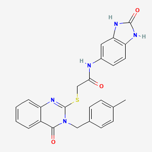 2-[3-[(4-methylphenyl)methyl]-4-oxoquinazolin-2-yl]sulfanyl-N-(2-oxo-1,3-dihydrobenzimidazol-5-yl)acetamide