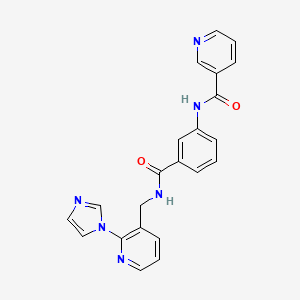 molecular formula C22H18N6O2 B7524113 N-[3-[(2-imidazol-1-ylpyridin-3-yl)methylcarbamoyl]phenyl]pyridine-3-carboxamide 