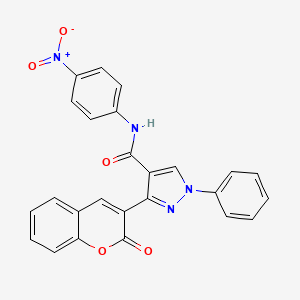 molecular formula C25H16N4O5 B7524144 N-(4-nitrophenyl)-3-(2-oxochromen-3-yl)-1-phenylpyrazole-4-carboxamide 