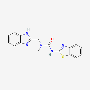 molecular formula C17H15N5OS B7524330 1-(1H-benzimidazol-2-ylmethyl)-3-(1,3-benzothiazol-2-yl)-1-methylurea 