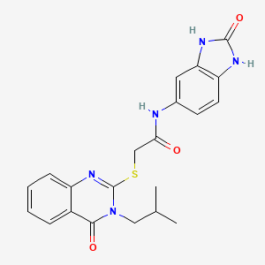 2-[3-(2-methylpropyl)-4-oxoquinazolin-2-yl]sulfanyl-N-(2-oxo-1,3-dihydrobenzimidazol-5-yl)acetamide