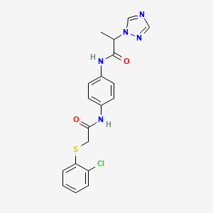 N-[4-[[2-(2-chlorophenyl)sulfanylacetyl]amino]phenyl]-2-(1,2,4-triazol-1-yl)propanamide