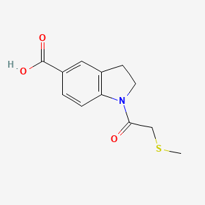 molecular formula C12H13NO3S B7524510 1-(2-Methylsulfanylacetyl)-2,3-dihydroindole-5-carboxylic acid 