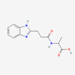 molecular formula C13H15N3O3 B7524814 2-[3-(1H-benzimidazol-2-yl)propanoylamino]propanoic acid 