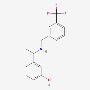 molecular formula C16H16F3NO B7524901 3-[1-[[3-(Trifluoromethyl)phenyl]methylamino]ethyl]phenol 