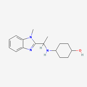 molecular formula C16H23N3O B7524907 4-[1-(1-Methylbenzimidazol-2-yl)ethylamino]cyclohexan-1-ol 