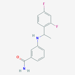 molecular formula C15H14F2N2O B7524995 3-[1-(2,4-Difluorophenyl)ethylamino]benzamide 