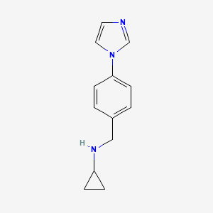 molecular formula C13H15N3 B7525021 N-[(4-imidazol-1-ylphenyl)methyl]cyclopropanamine 