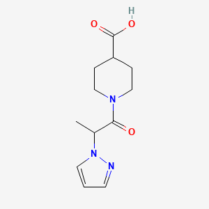 molecular formula C12H17N3O3 B7525039 1-(2-Pyrazol-1-ylpropanoyl)piperidine-4-carboxylic acid 