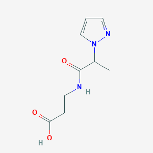 molecular formula C9H13N3O3 B7525048 3-(2-Pyrazol-1-ylpropanoylamino)propanoic acid 