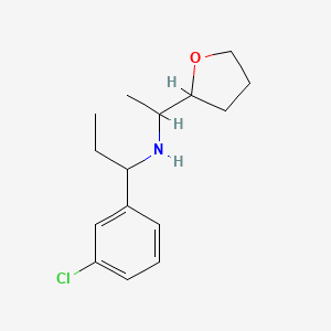 molecular formula C15H22ClNO B7525068 1-(3-chlorophenyl)-N-[1-(oxolan-2-yl)ethyl]propan-1-amine 