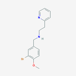 molecular formula C15H17BrN2O B7525084 N-[(3-bromo-4-methoxyphenyl)methyl]-2-pyridin-2-ylethanamine 