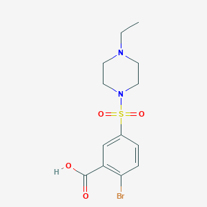 molecular formula C13H17BrN2O4S B7525099 2-Bromo-5-(4-ethylpiperazin-1-yl)sulfonylbenzoic acid 