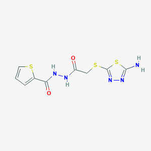 molecular formula C9H9N5O2S3 B7525165 N'-[2-[(5-amino-1,3,4-thiadiazol-2-yl)sulfanyl]acetyl]thiophene-2-carbohydrazide 