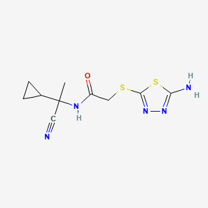 molecular formula C10H13N5OS2 B7525173 2-[(5-amino-1,3,4-thiadiazol-2-yl)sulfanyl]-N-(1-cyano-1-cyclopropylethyl)acetamide 