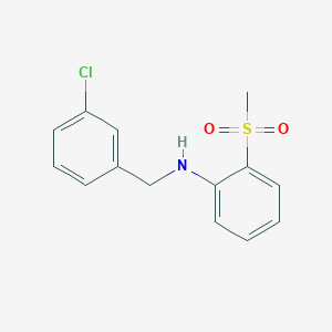 molecular formula C14H14ClNO2S B7525272 N-[(3-chlorophenyl)methyl]-2-methylsulfonylaniline 