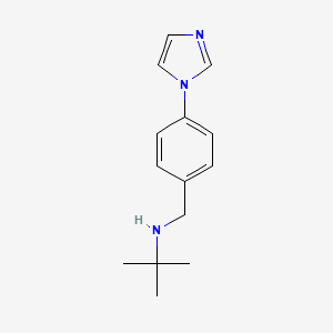 molecular formula C14H19N3 B7525338 N-[(4-imidazol-1-ylphenyl)methyl]-2-methylpropan-2-amine 