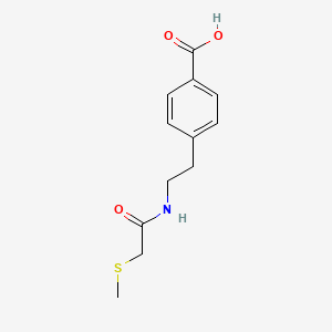 molecular formula C12H15NO3S B7525346 4-[2-[(2-Methylsulfanylacetyl)amino]ethyl]benzoic acid 