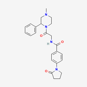 molecular formula C24H28N4O3 B7525400 N-[2-(4-methyl-2-phenylpiperazin-1-yl)-2-oxoethyl]-4-(2-oxopyrrolidin-1-yl)benzamide 