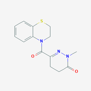 molecular formula C14H15N3O2S B7525692 6-(2,3-Dihydro-1,4-benzothiazine-4-carbonyl)-2-methyl-4,5-dihydropyridazin-3-one 