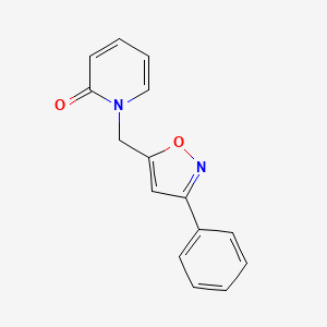 molecular formula C15H12N2O2 B7525849 1-[(3-Phenyl-1,2-oxazol-5-yl)methyl]pyridin-2-one 