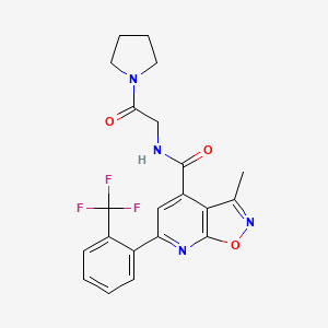 molecular formula C21H19F3N4O3 B7525859 3-methyl-N-(2-oxo-2-pyrrolidin-1-ylethyl)-6-[2-(trifluoromethyl)phenyl]-[1,2]oxazolo[5,4-b]pyridine-4-carboxamide 