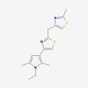 molecular formula C16H19N3S2 B7526111 4-(1-Ethyl-2,5-dimethylpyrrol-3-yl)-2-[(2-methyl-1,3-thiazol-4-yl)methyl]-1,3-thiazole 