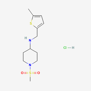 molecular formula C12H21ClN2O2S2 B7526131 1-methylsulfonyl-N-[(5-methylthiophen-2-yl)methyl]piperidin-4-amine;hydrochloride 