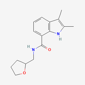 molecular formula C16H20N2O2 B7526226 2,3-dimethyl-N-(oxolan-2-ylmethyl)-1H-indole-7-carboxamide 